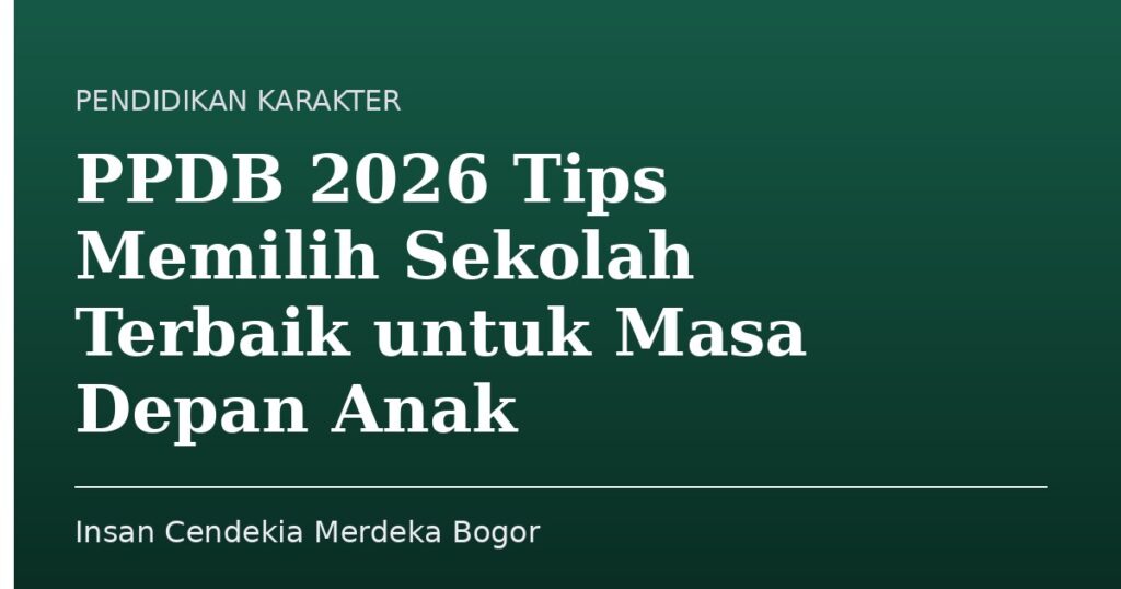 PPDB 2026 Tips Memilih Sekolah Terbaik untuk Masa Depan Anak - Insan Cendekia Merdeka Bogor